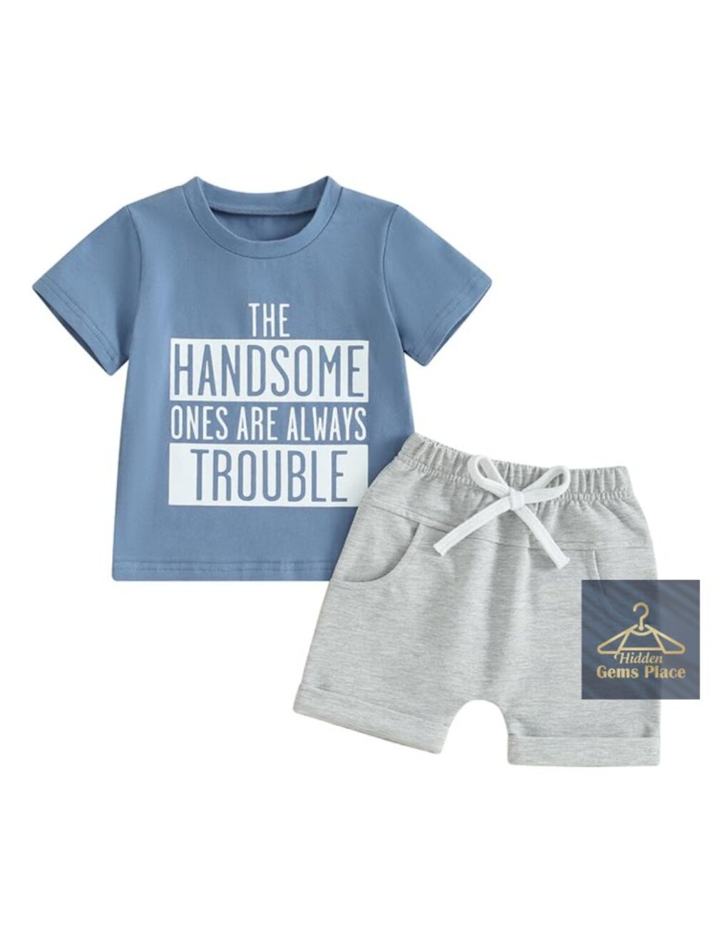 Toddler Boy Short Sleeve Letter Print Top and Shorts Set, 2-Piece Summer Casual